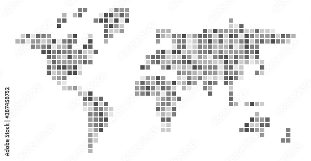 Wall mural World map grey mosaic of small squares. Vector illustration - Wall murals