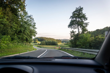 Fototapeta na wymiar Driving through Northern Croatian countryside, Croatia
