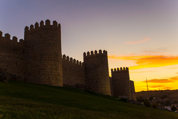 Last lights of the day at Sunset in the walls of Ávila