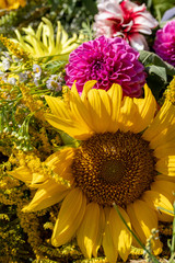 Floristic bouquet of flowers, herbs and fruits that are the symbol of summer