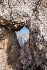 Natural window close up on Rjavina mountain