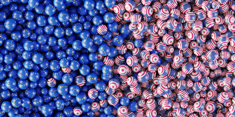 Political relationships between Europe and USA, original 3d rendering