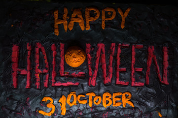 Halloween drawing on plasticine freehand plasticine texture under different light