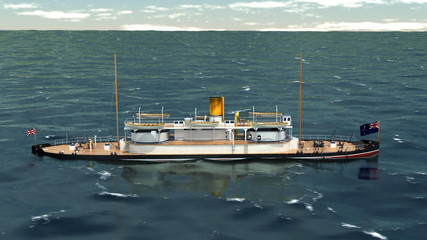 HMVS/HMAS Cerberus 1867, breastwork monitor that served in the Victoria Naval Forces, the Commonwealth Naval Forces (CNF), and the Royal Australian Navy (RAN) between 1871 and 1924. © aRTI01