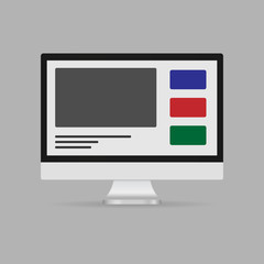 Responsive web design. Set web page on computer.