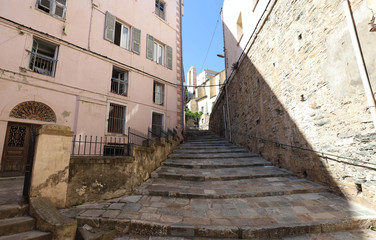 Fototapeta na wymiar Street of Corsican city Bastia, Corsica island, France.