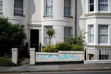 Fototapeta na wymiar fuck boris johnson graffiti in brighton