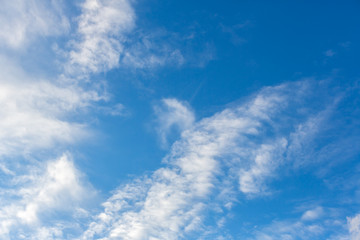 Blue sky with clouds background.Sky daylight. Natural sky composition. Element of design.