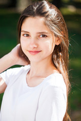 Fototapeta premium Young beautiful blonde girl with bare shoulders