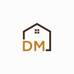 letter DM Line House Real Estate Logo. home initial D M concept. Construction logo template, Home and Real Estate icon. Housing Complex Simple Vector Logo Template. - vector