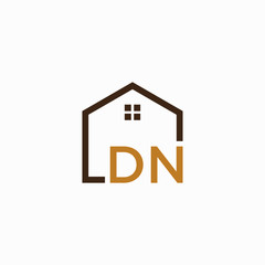 letter DN Line House Real Estate Logo. home initial D N concept. Construction logo template, Home and Real Estate icon. Housing Complex Simple Vector Logo Template. - vector
