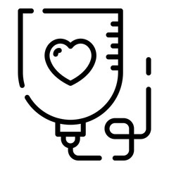Blood bag icon. Outline blood bag vector icon for web design isolated on white background