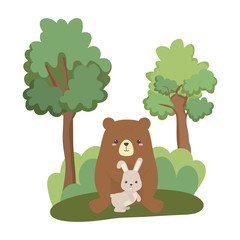 Bear and rabbit cartoon vector design