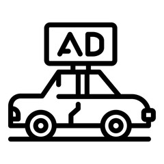 Advertising on the car roof icon. Outline advertising on the car roof vector icon for web design isolated on white background