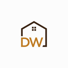 Fototapeta na wymiar letter DW Line House Real Estate Logo. home initial D W concept. Construction logo template, Home and Real Estate icon. Housing Complex Simple Vector Logo Template. - vector
