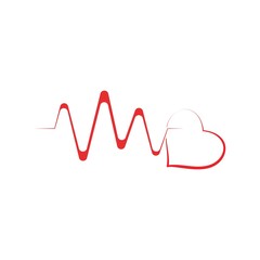Heart rate cardiogram logo. Love heart health.