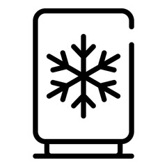 Fridge with snowflake icon. Outline fridge with snowflake vector icon for web design isolated on white background