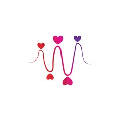 Heart rate cardiogram logo. Love heart health.
