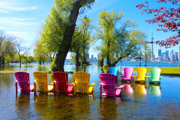 Toronto Islands Flooded with Muskoka Chairs
