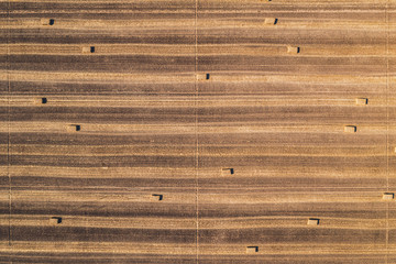 Aerial view of square hay bales in field after harvest © Bits and Splits