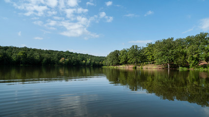 Oklahoma lake with campground in summertime