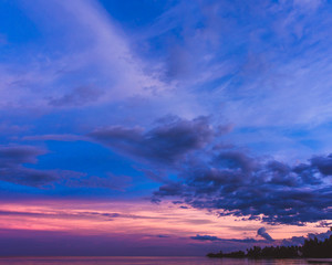 Colorful sky after the sunset on the beach