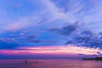 Colorful sky after the sunset on the beach