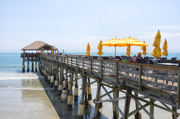 Cocoa beach pier in Florida during a hot summer day