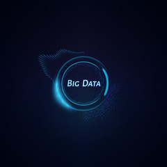 Artificial intelligence/big data web banner. Data visualisation. Glowing neon rays