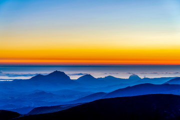 Sunset in the Mountains and Ocean