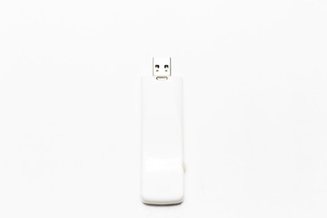 White of color USB flash driver, isolated on white.