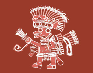Monochromatic Teotihuacan Painting Figures