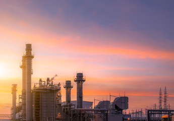 Energy power plant of industrail refinery oil and gas at twilight. -image