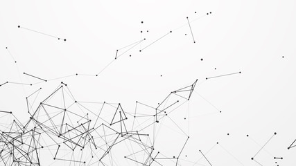 Polygonal white background with connecting dots and lines. Network connection structure. Plexus effect. 3d rendering.