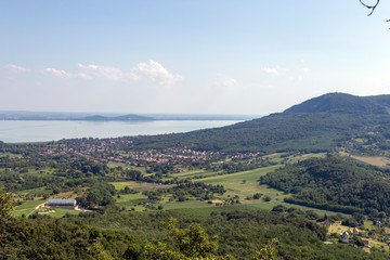 Fototapeta na wymiar View of the Badacsony mountain from Gulacs, Hungary.