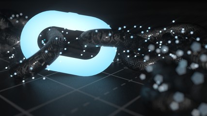 Blockchain technology concept 3d illustration. Inthernet and security symbol