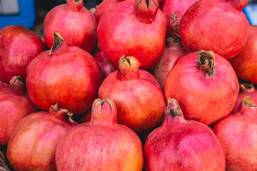 many pomegranate fruits on the market in Georgia