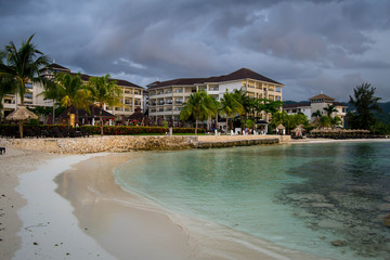 Beautiful green water by resort beach