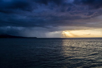 Sunset shining over the ocean