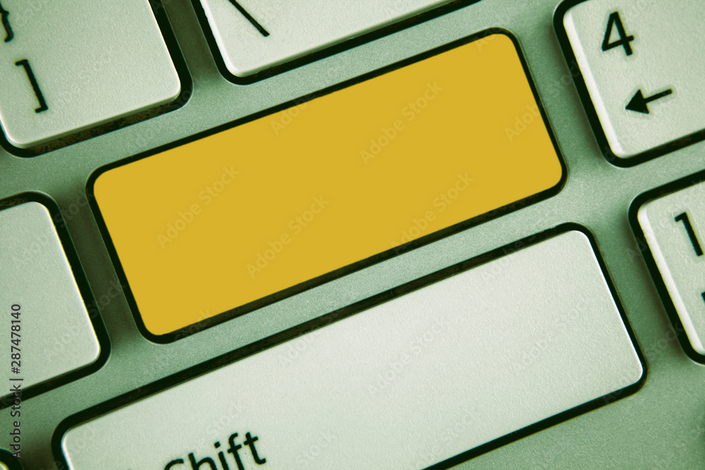 Poster Design business concept Empty copy text for Web banners promotional material mock up template. Keyboard key Intention create text computer reflection message