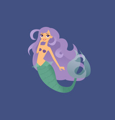 Smiling purple haired mermaid