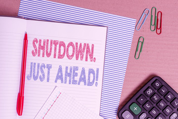 Word writing text Shutdown Just Ahead. Business photo showcasing closing factory business either...