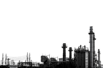 Oil and gas industry,refinery factory,petrochemical plant area at white background.