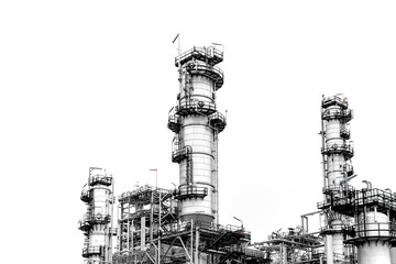 Oil and gas industry,refinery factory,petrochemical plant area at white background.