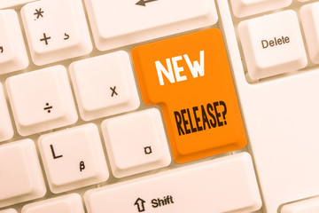Text sign showing New Release Question. Business photo text asking about recent product or service...