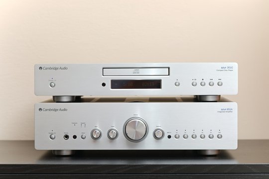 BUDAPEST, HUNGARY - December 1, 2016: Midrange hifi system with CD player and amplifier, Cambridge Audio 651A and 351C