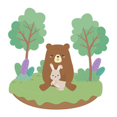 Bear and rabbit cartoon vector design