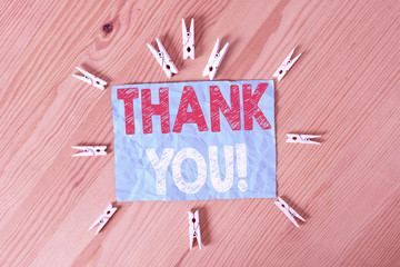 Word writing text Thank You. Business photo showcasing polite expression used when acknowledging...