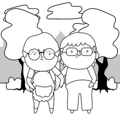 Grandmother and grandfather cartoon vector design