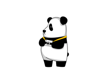 Panda and the camera , cartoon , stickers